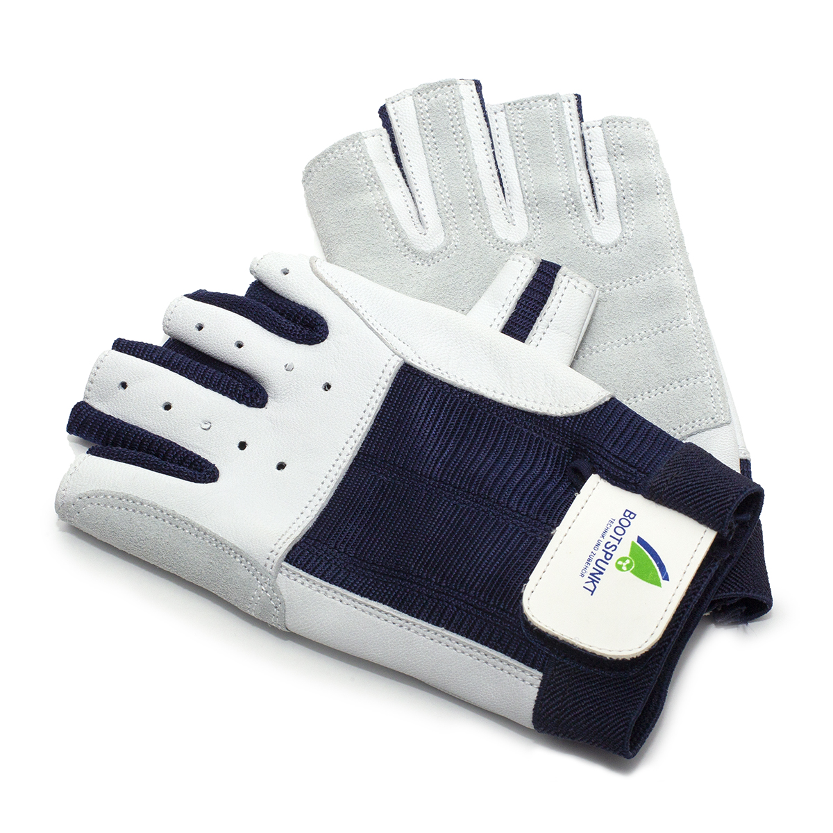 Segelhandschuhe "Bootspunkt" halbe Finger M, Navy blau