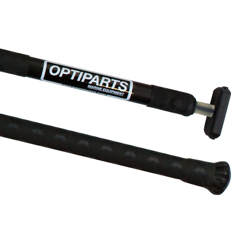 OPTIPARTS EX1145BK Optimist Pinnenausleger 20mm, Aluminium, schwarz eloxiert, schwarzer X-Grip Griff