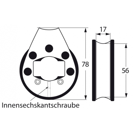 Reffleinenbl. für Relingsstütze   25mm Kugellager